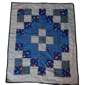 Handmade Patchwork Dinosaur Quilt Child Baby Crib Handcrafted Artisan Blanket